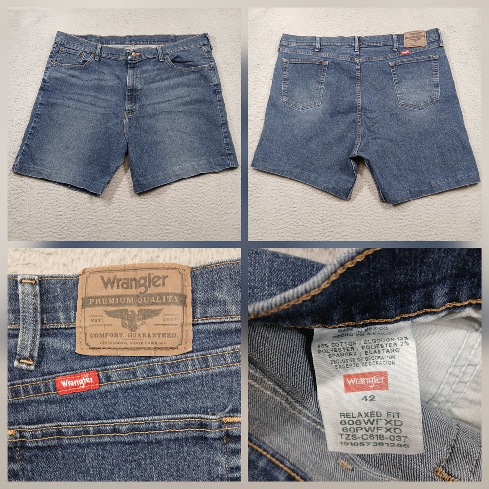 Wrangler Denim Shorts Mens 42 Blue‎ Relaxed Fit Jean Shorts Mid Wash